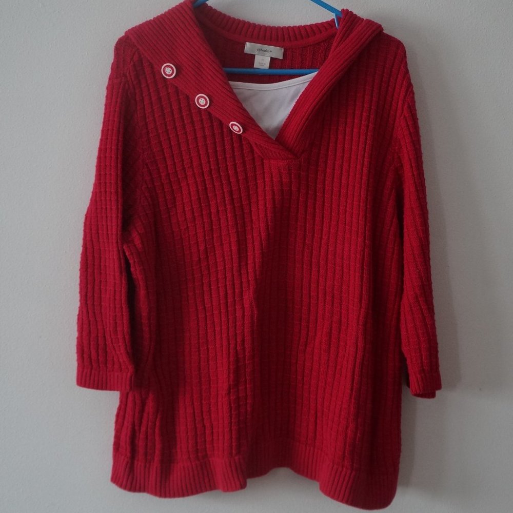 CJ Banks Sailor Style Pink Sweater 2X